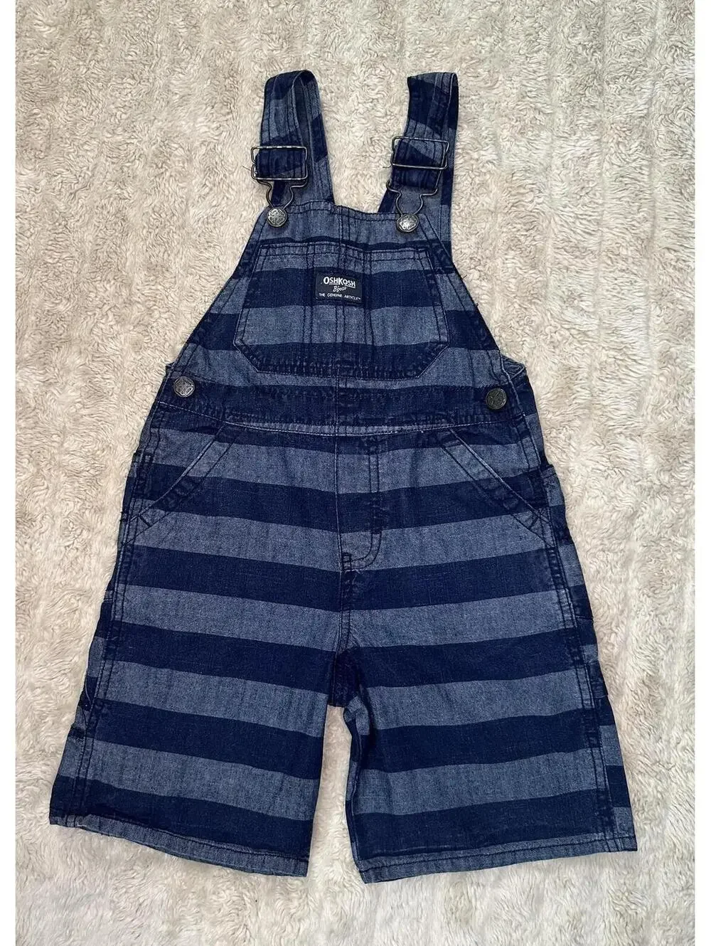 OshKosh B'gosh cotton overalls 4T navy/chambray striped classic vintage-inspired
